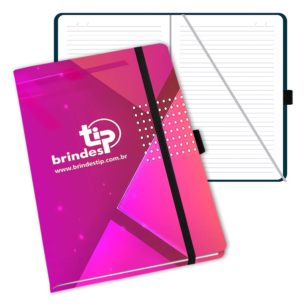 Bloco de Notas Personalizado Tipskine Médio Branco Pautado capa Laminação Impressa 361BI